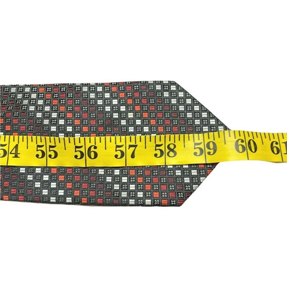 Alexander Julian Colours‎ Mens Tie Polyester Gray Red White Square Geometric - Picture 7 of 8